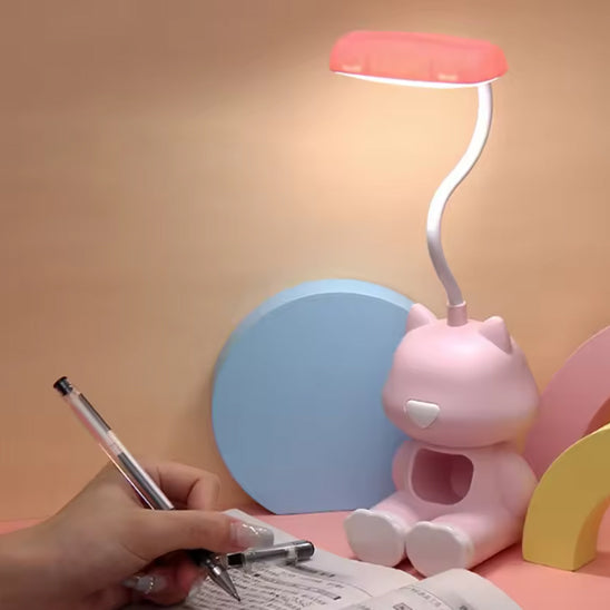 Lampe de bureau chat rose écriture