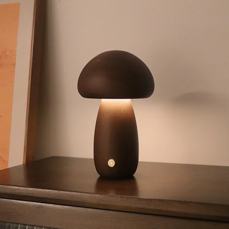 Lampe de chevet champignon modèle AB couleur Walnut