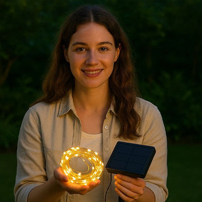 Guirlande lumineuse solaire femme fil main