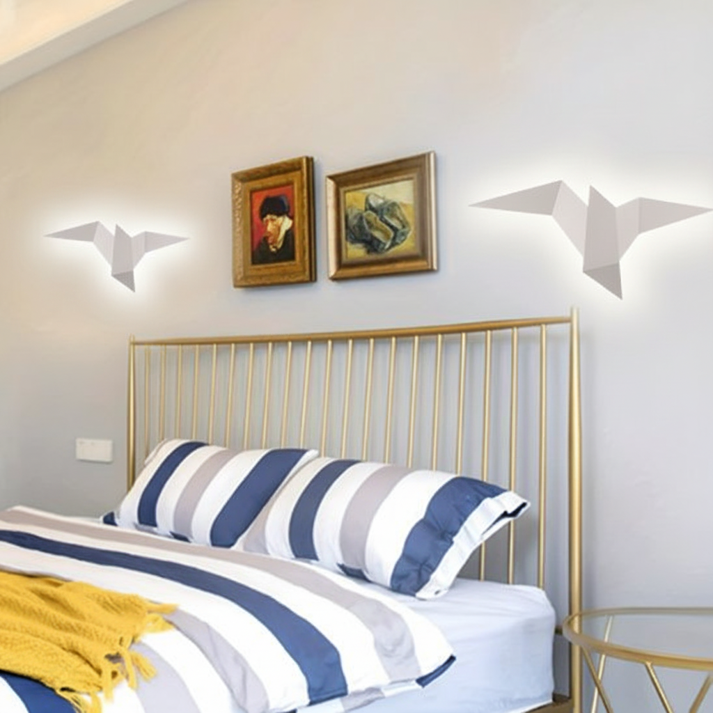 Applique murale oiseau blanche avec lumière neutre