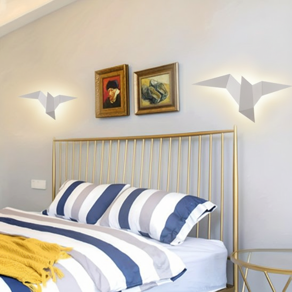 Applique murale oiseau blanche avec lumière blanc chaud