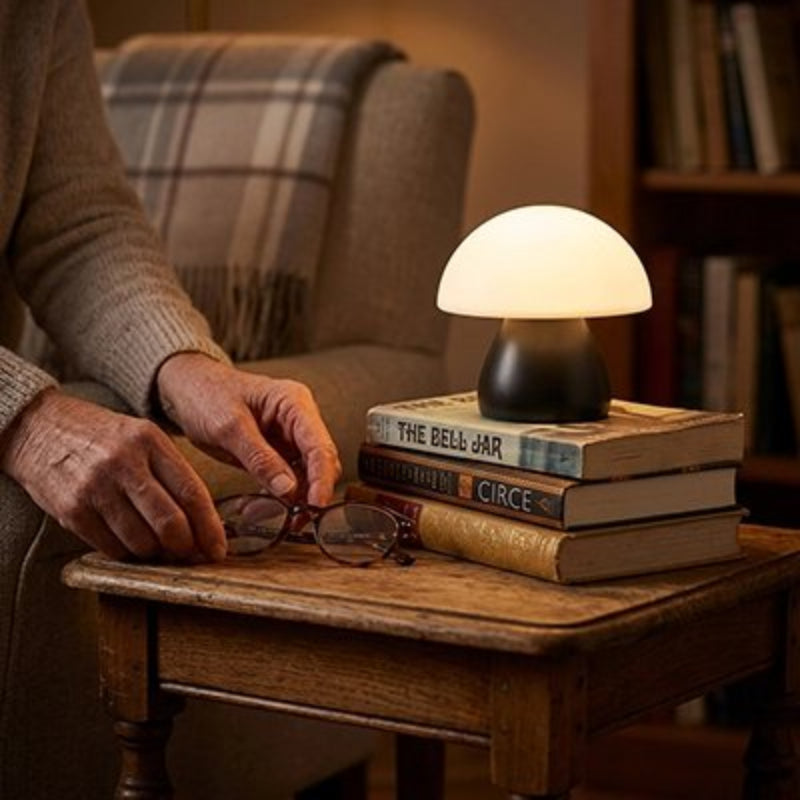 Lampe champignon noire lumiere blanche