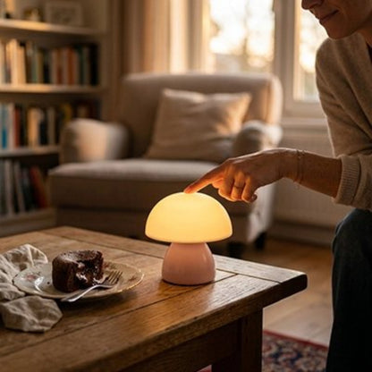 Lampe champignon rose tactile lumiere chaude