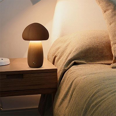 Lampe chevet champignon modèle B de couleur Beech