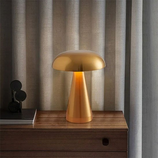 Lampe chevet champignon or