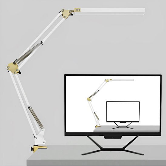 Lampe de bureau blanche et or