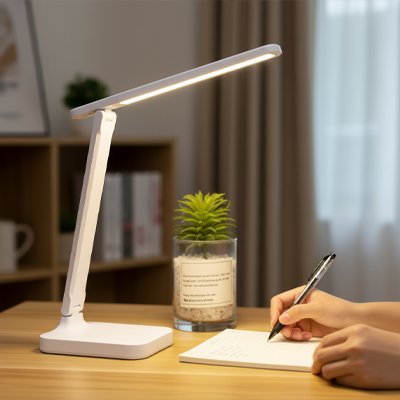 Lampe de bureau main et crayon