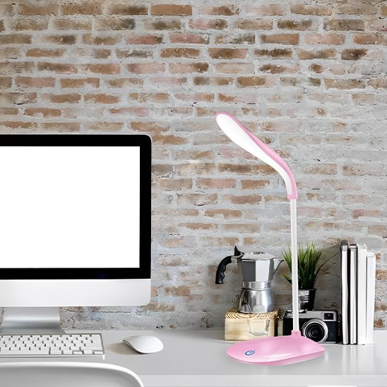 Lampe de bureau rose ordinateur
