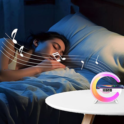 lampe de chevet design femme assoupie musique douce cellulaire