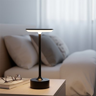 Lampe de chevet led sans fil noire