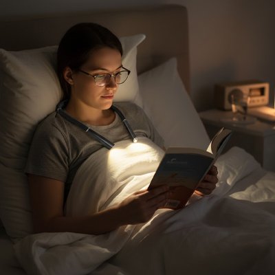Lampe de lecture au lit femme confortable