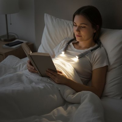 Lampe de lecture au lit femme mains libres