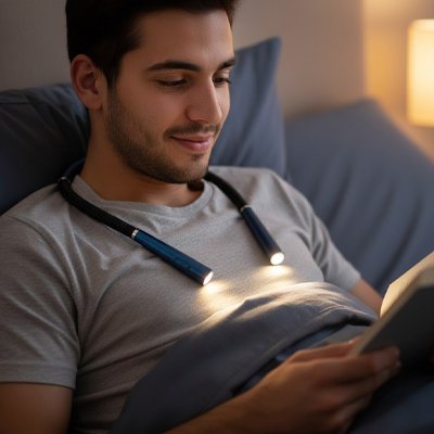Lampe de lecture au lit homme bonne concentration