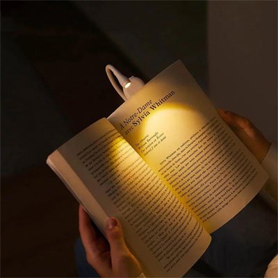 Lampe de lecture clipable page livre